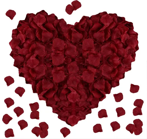 Vista 10 de 1000 pétalos de rosa falsos para noche romántica, creación de ambiente festivo romántico, para propuesta de matrimonio, boda, día de San Valentín