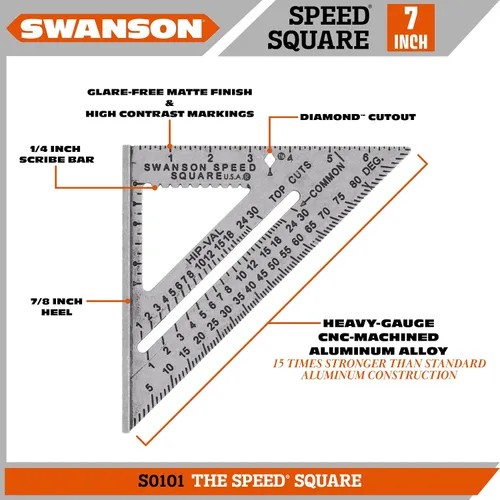 Vista 5 de Swanson Tool Co S0101 - Escuadra rápida de 7 pulgadas, azul