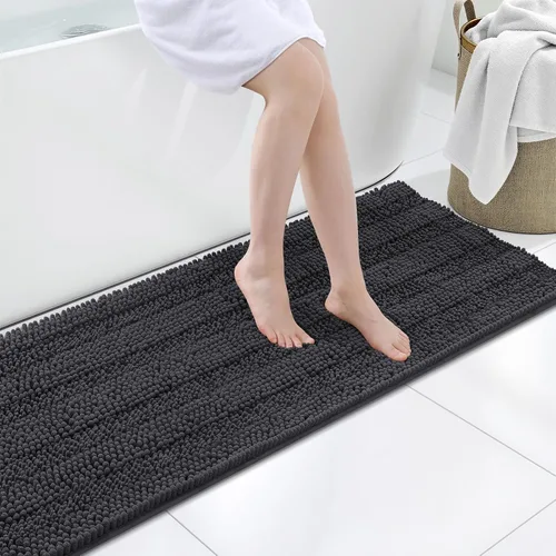 Vista 158 de Grandaily Alfombras de baño de felpilla a rayas de 24 x 16 pulgadas, extra gruesas y suaves, absorbentes, parte trasera de goma, alfombra de ducha
