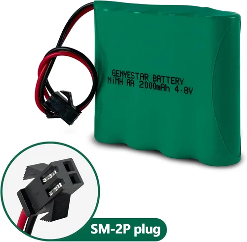 Vista 5 de Paquete de baterías de juguetes de 4.8 V, batería recargable Ni-MH AA de 2000 mAh con conector SM y cable de cargador USB, adecuada para luz solar