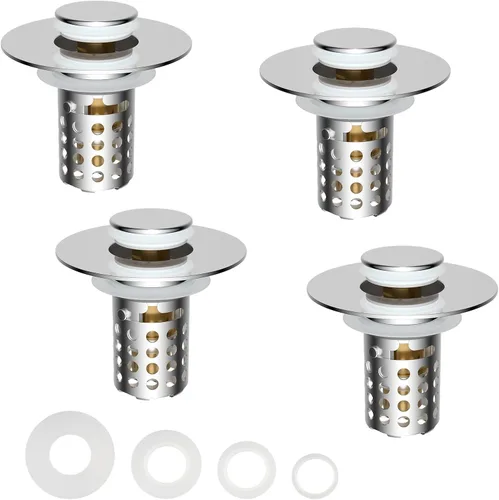 Vista 15 de Colador universal para desagüe de lavabo de baño atrapa cabellos, 2 piezas mejoradas con cesta de filtro de acero inoxidable extraíble, tapón