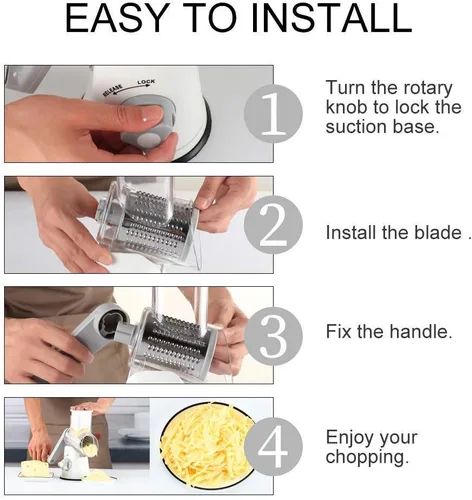 Vista 9 de Ourokhome Rallador rotativo Limón Zester - Rallador de queso de acero inoxidable para frutas, verduras, limón, cirtus