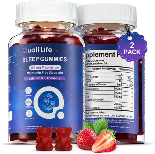 Vista 10 de Gomitas para dormir sin melatonina para adultos con magnesio, raíz de valeriana, 5-HTP y mezcla de hierbas, suplementos naturales para ayudar al
