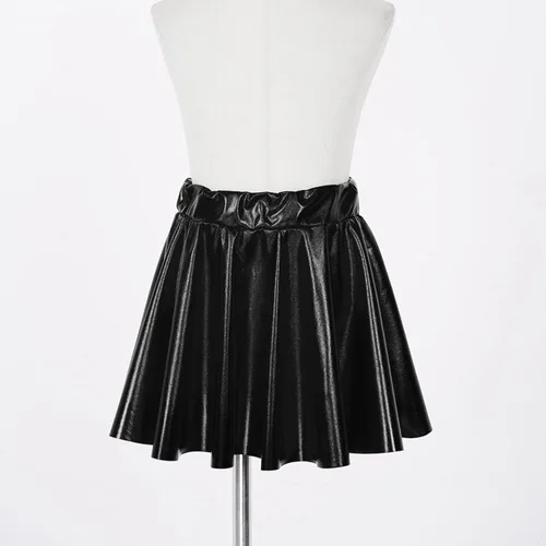 Vista 5 de Traje de baile de jazz de hip hop metálico brillante para niñas y niñas, top corto de un solo hombro con falda falda plisada