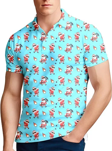 Vista 58 de Camisa de golf de los años 80 para hombre, ajuste seco, manga corta, estampada, divertidas, camisas de golf de los años 90 para hombre