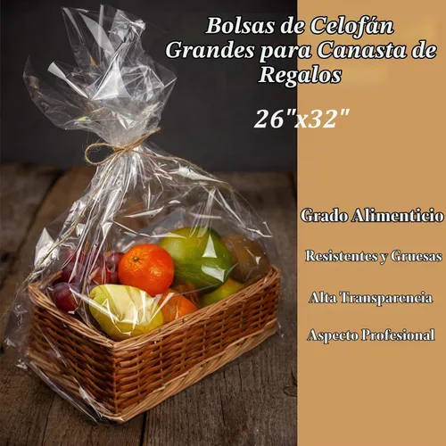 Vista 4 de Morepack Bolsas de celofán para cestas de regalo de 26 x 32 pulgadas, 5
