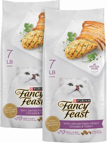 Vista 11 de Fancy Feast Purina with Savory - Alimento seco para gatos con pollo y pavo, 16 onzas