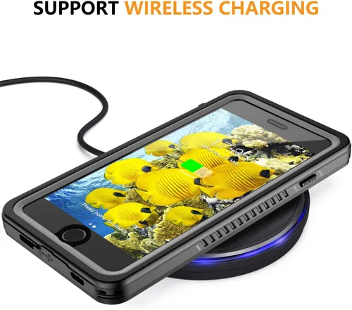 Vista 6 de Funda impermeable para iPhone SE 2022/SE 2020/iPhone 7/8, a prueba de golpes, con protector de pantalla integrado, funda protectora de cuerpo Negro