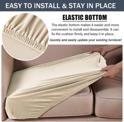 Vista 5 de CONRUSER Funda de cojín elástica de terciopelo suave, funda de cojín de felpa de terciopelo suave, fundas de sofá, protector de muebles con parte
