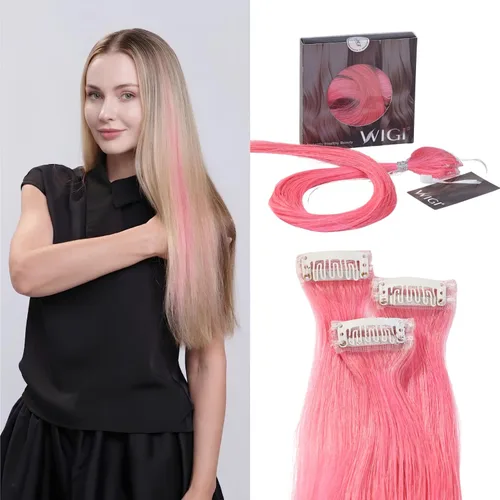 Vista 14 de WIGI 3 clips de cabello humano con reflejos, champán de 24 pulgadas #18A/60 Champaign Highlight