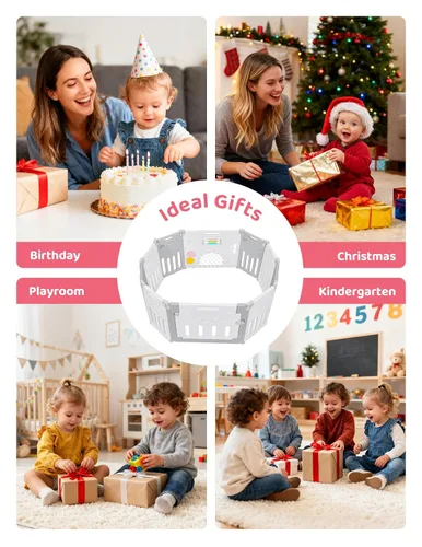 Vista 9 de Corralito para bebés Dripex, corral plegable de 10 paneles para bebés y niños pequeños, área de juego portátil ajustable, centro de actividades