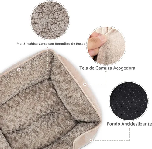 Vista 3 de INVENHO Cama para perros pequeños para perros medianos a grandes, rectangular, ortopédica, suave, relajante, duradera, con parte inferior