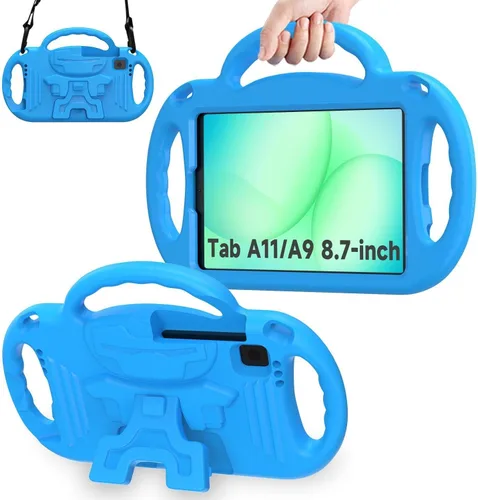 Vista 13 de AVAWO Funda infantil para Samsung Galaxy Tab A11 de 8.7 pulgadas 2026/A9 de 8.7 pulgadas 2023, con correa, soporte de mango ligero a prueba de Negro