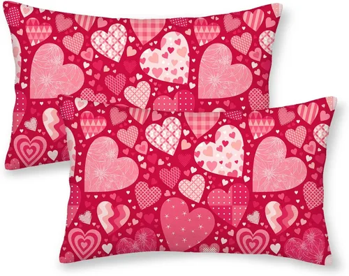 Vista 27 de Fundas de almohada para el Día de San Valentín de 16x16 pulgadas, juego de 2, rosas, corazones de amor, fundas para almohadas de San Valentín