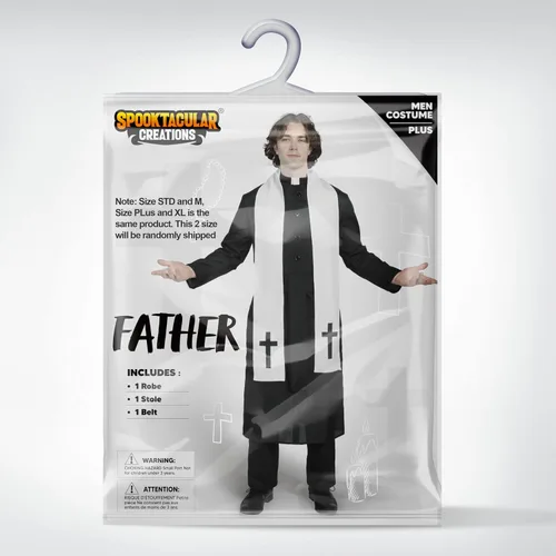 Vista 7 de Spooktacular Creations Disfraz de sacerdote negro para hombre adulto, disfraz de sacerdote para Halloween, fiesta de disfraces, cosplay