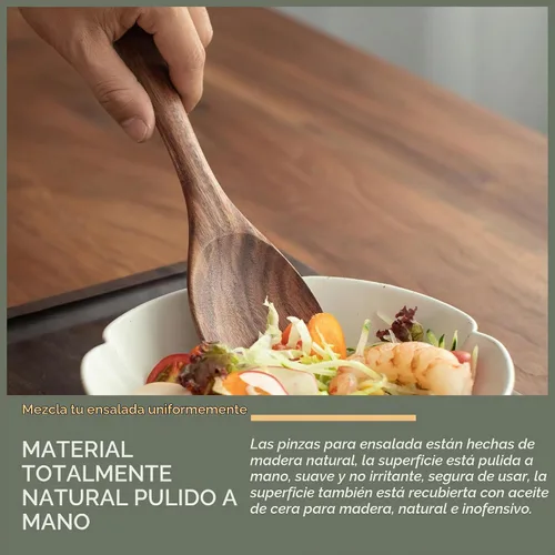 Vista 5 de Muso Wood Servidores de ensalada de acacia, 10 pulgadas, juego de 2