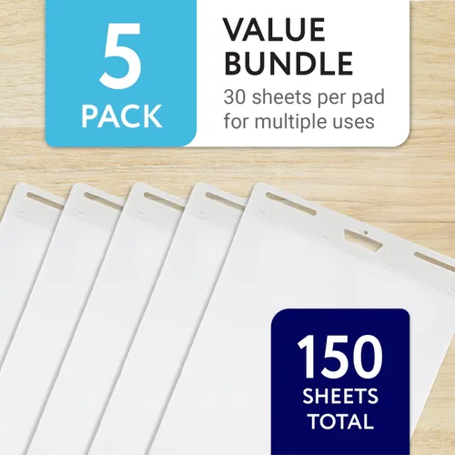 Vista 4 de IMPRESA Teacher Supplies - Almohadillas adhesivas para caballete, 25 x 30 pulgadas, color blanco, portátil, paquete de 5 (150 hojas), adhesivo