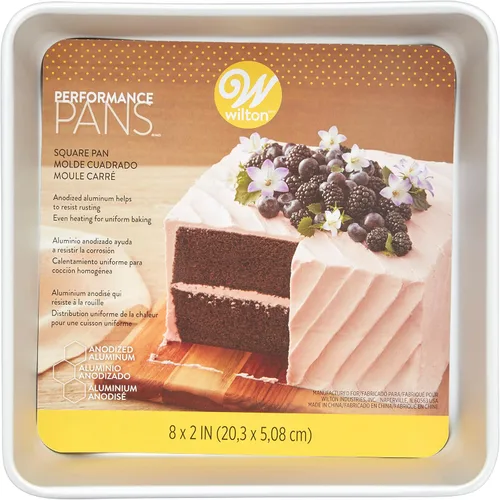 Vista 3 de Wilton Performance - Molde cuadrado de aluminio para tartas y brownies, 8 pulgadas, 8 pulgadas, color plateado