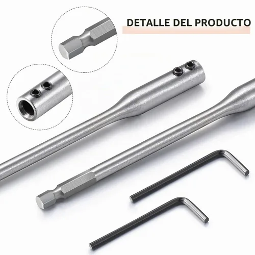 Vista 7 de Extensión de broca 6, broca de acero al carbono de 12 pulgadas con llave inglesa para torneadores de madera, accesorios de construcción (12 piezas)