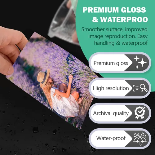 Vista 4 de Papel fotográfico RC brillante ultra premium, papel fotográfico profesional y pesado recubierto de resina metálica, impresora de inyección de tinta