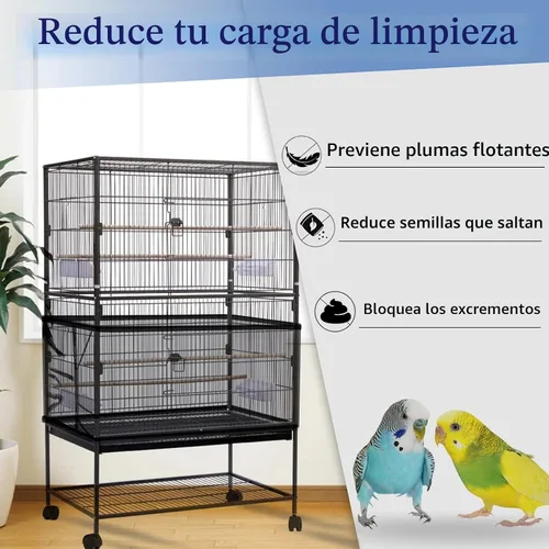 Vista 2 de Daoeny Cubierta grande para jaula de pájaros, protector de semillas para jaula de pájaros, red de malla de nailon suave y aireada ajustable