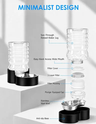 Vista 5 de Heouvo Dispensador de agua para gatos con gravedad de 1.3 galones
