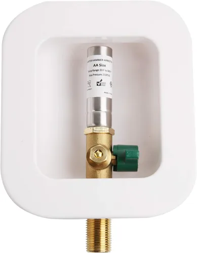 Vista 8 de Caja de Distribución Eléctrica para Lavadora con Detención de Martillo de Agua 1/2" de Conexión de Ajuste de Presión, con Válvula de Cierre