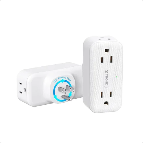 Vista 13 de TROND Extensor de toma con cable de 6 pulgadas, adaptador de enchufe plano con 4 tomas eléctricas y 4 puertos USB, para montaje en pared, toma