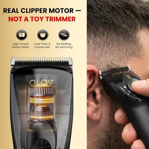 Vista 3 de Cortapelos para hombres, kit de cortapelos inalámbrico, ajuste ajustable de 4 longitudes, ajustes de 2 velocidades, cabezales de cuchilla de Negro