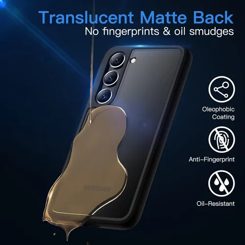 Vista 12 de JETech Funda 5 en 1 mate para Samsung Galaxy S23, color negro 2 Tempered Glass Screen Protectors, 2 Camera Lens Protectors, Translucent Back