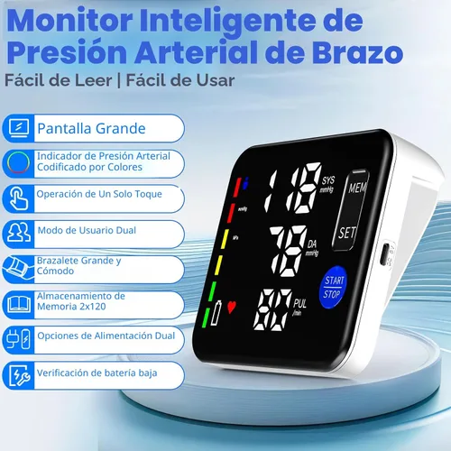 Vista 8 de GUAEVER Monitor de Presión Arterial Recargable Monitores de Presión Arterial para Brazo Superior para Uso Doméstico Pantalla Grande Máquina Bp