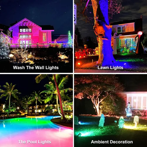 Vista 6 de Paquete de 2 bombillas de inundación PAR38 para exteriores de 30 W, LED que cambia de color a prueba de agua, equivalente a 100 W, temporizador