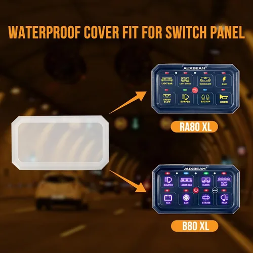 Vista 3 de Auxbeam Cubierta impermeable del panel de interruptores Funda protectora de silicona transparente para panel de interruptor de 8 bandas RA80 XL RB80