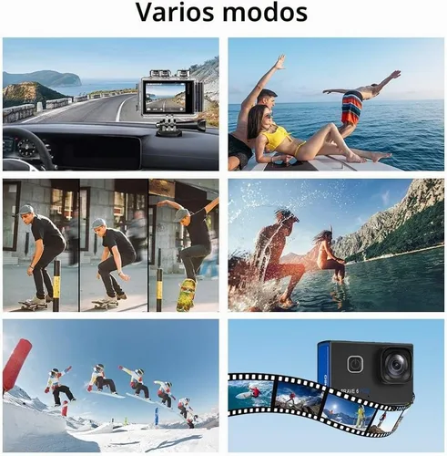 Vista 8 de AKASO Brave 6 Plus Native 4K30FPS 20MP Cámara de acción WiFi con pantalla táctil EIS 4X Zoom Control de voz Control remoto Cámara submarina de 131