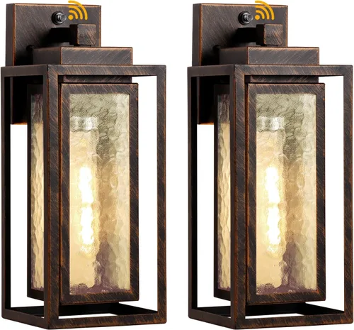 Vista 9 de WIHTU Lámpara de pared exterior con sensor de movimiento, lámpara de pared para exteriores con ondas de agua, paquete de 2 luces de pared