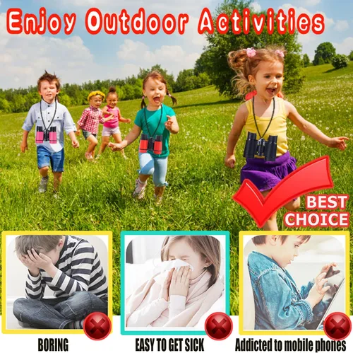 Vista 3 de Binoculares para niños, los mejores regalos para niños de 3 a 12 años, óptica de alta resolución, a prueba de golpes, mini binoculares para niños