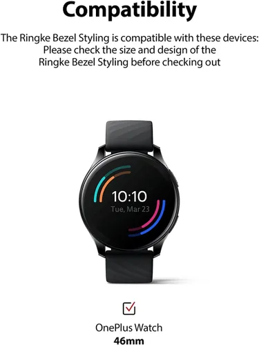 Vista 2 de Ringke Estilo De Bisel Compatible Con OnePlus Watch Adhesivo Marco Anillo Cubierta Anti Scratch [Acero Inoxidable] Protección Para OnePlus Watch