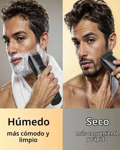 Vista 6 de Recortadora de barba al vacío para hombres USB-C recargable, recortadora de Negro