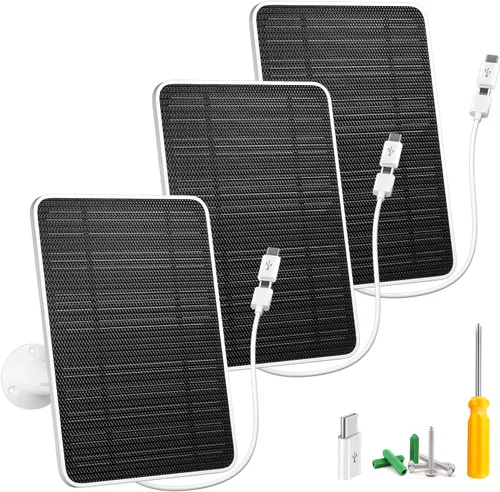 Vista 11 de Cargador de panel solar compatible con proyector Eufycam 3/3C/2C/2C Pro/E40/E20/2/2/2 Pro/E/L20/L40/Solo/SoloCam, panel solar de 5 W para cámara