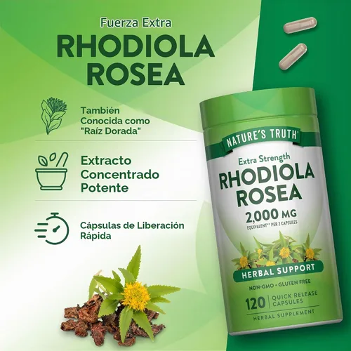 Vista 5 de Nature's Truth Rhodiola Rosea 120 Cápsulas Suplemento de extracto sin OMG y sin gluten