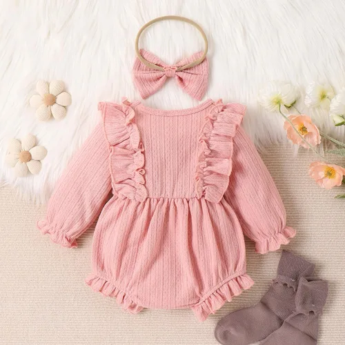 Vista 7 de Yccutest Mameluco de manga larga para bebé recién nacido, con volantes, para otoño e invierno