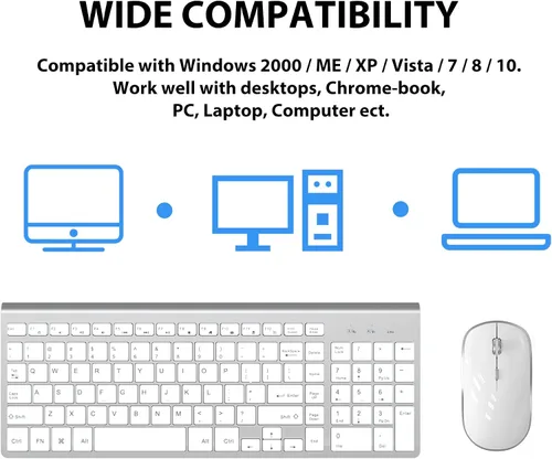 Vista 20 de JOYACCESS Combo de teclado y mouse inalámbricos, 2.4G compacto y ultra delgado teclado inalámbrico y mouse para Windows, computadora, escritorio