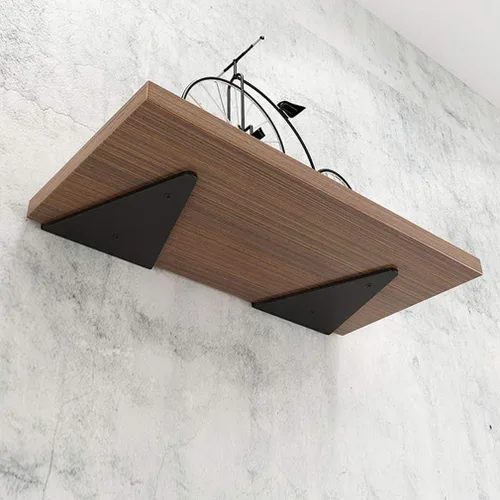 Vista 3 de Soportes flotantes de metal triangulares para estantes, montaje en pared, soporte oculto para estantes, para dormitorio, sala de estar, baño, Negro