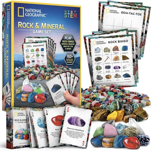 Vista 9 de Caja de colección de rocas National Geographic para niños – Juego de 300 piezas con gemas reales, cristales y minerales - Incluye el libro a todo