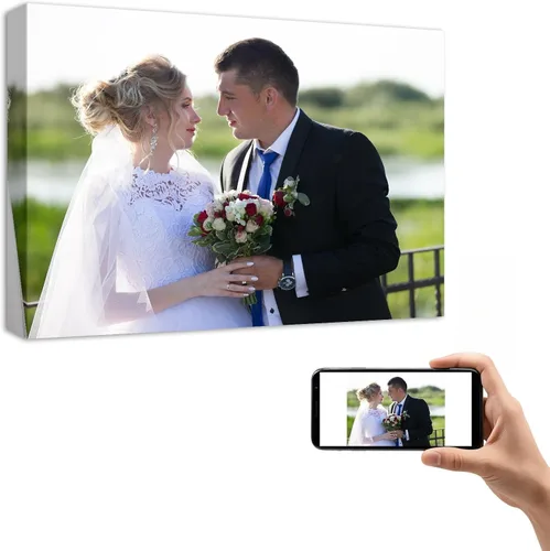 Vista 13 de YYYYHPP Impresiones en lienzo con tus fotos, arte de pared personalizado de foto a lienzo, impresión en lienzo para boda, familia, bebé, mascotas
