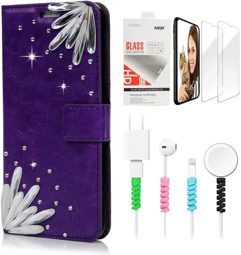 Vista 8 de Bling SSBLDwSPCPSeries-11 - Funda de piel con tapa y protector de pantalla y cable