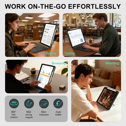 Vista 6 de WIWU Funda con teclado para iPad Pro de 11 pulgadas M5/M4 2025/2024, color negro