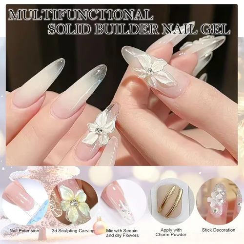 Vista 3 de NAILGIL - Gel 3D para arte de uñas, sin hemas, 3.53 oz de gel sólido constructor para esculpir las manos no pegajosas para extensiones, modelado