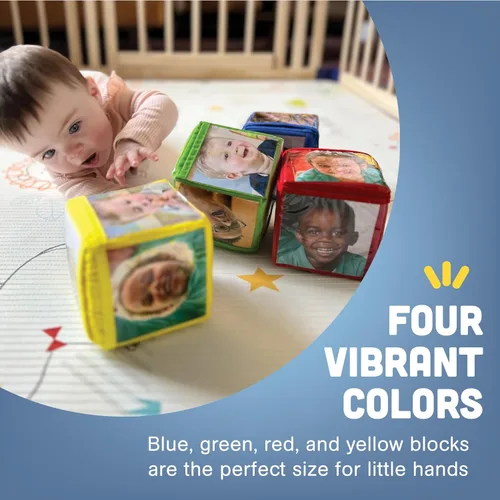 Vista 8 de Constructive Playthings - Juguetes apilables personalizables con bolsillos transparentes para niños de 12 meses+, bloques de construcción de espuma