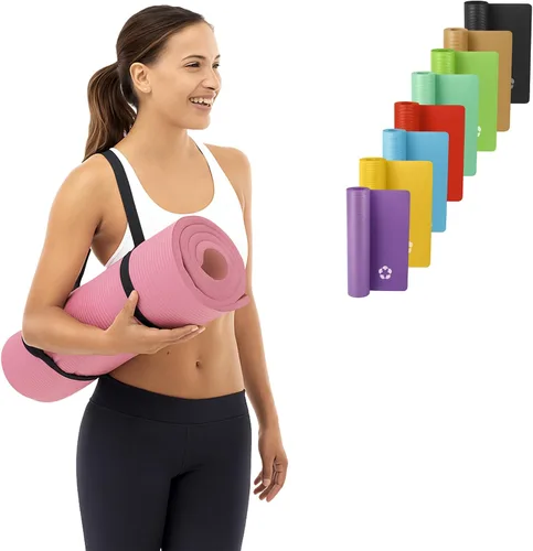Vista 10 de Vandue Extra Thick 0.4" Tech Foam Exercise Yoga Mat w/Carry Strap - Non-slip, Moisture-Resistant Cushion for Pilates - Support for Stretching &